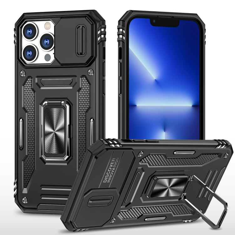 For iPhone 15 Pro Max Armor PC + TPU Camera Shield Phone Case(Black) by buy2fix