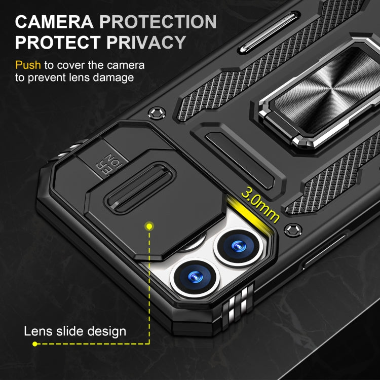 For iPhone 15 Pro Max Armor PC + TPU Camera Shield Phone Case(Black) by buy2fix