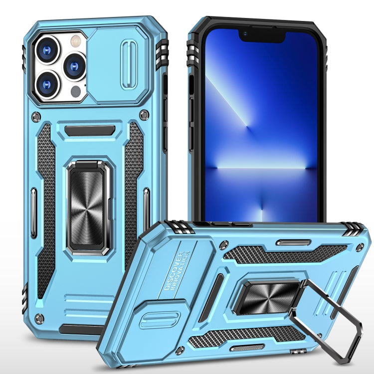 For iPhone 15 Pro Max Armor PC + TPU Camera Shield Phone Case(Light Blue) by buy2fix