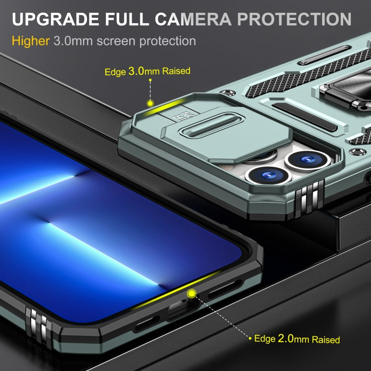 For iPhone 15 Pro Armor PC + TPU Camera Shield Phone Case(Alpine Green) - iPhone 15 Pro Cases by buy2fix | Online Shopping UK | buy2fix