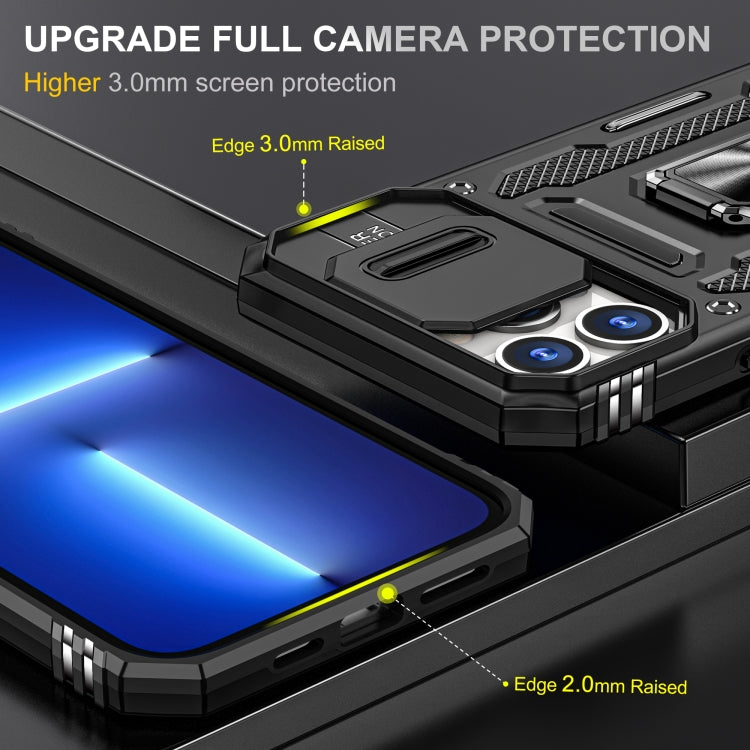 For iPhone 15 Pro Armor PC + TPU Camera Shield Phone Case(Black) - iPhone 15 Pro Cases by buy2fix | Online Shopping UK | buy2fix