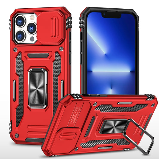 For iPhone 15 Pro Armor PC + TPU Camera Shield Phone Case(Red) - iPhone 15 Pro Cases by buy2fix | Online Shopping UK | buy2fix