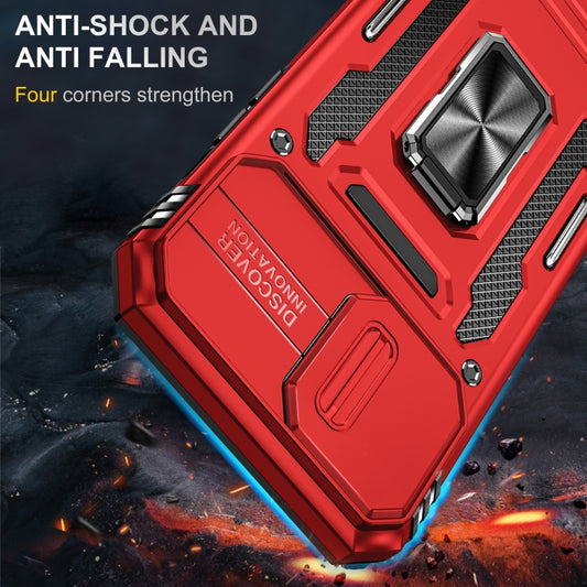 For iPhone 15 Pro Armor PC + TPU Camera Shield Phone Case(Red) - iPhone 15 Pro Cases by buy2fix | Online Shopping UK | buy2fix