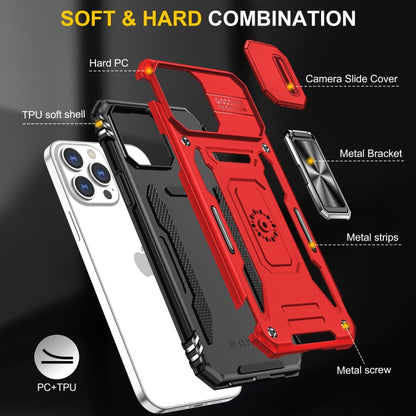 For iPhone 15 Pro Armor PC + TPU Camera Shield Phone Case(Red) - iPhone 15 Pro Cases by buy2fix | Online Shopping UK | buy2fix