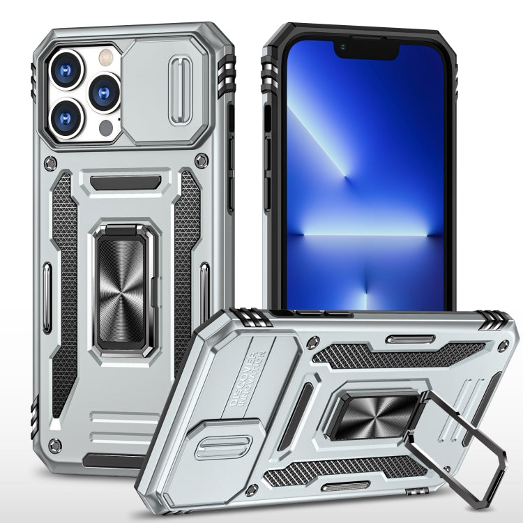 For iPhone 15 Pro Armor PC + TPU Camera Shield Phone Case(Grey) - iPhone 15 Pro Cases by buy2fix | Online Shopping UK | buy2fix