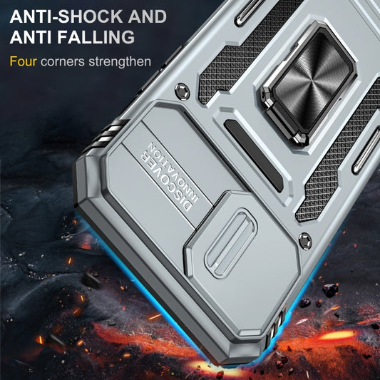 For iPhone 15 Pro Armor PC + TPU Camera Shield Phone Case(Grey) - iPhone 15 Pro Cases by buy2fix | Online Shopping UK | buy2fix