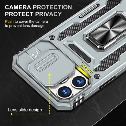 For iPhone 15 Pro Armor PC + TPU Camera Shield Phone Case(Grey) - iPhone 15 Pro Cases by buy2fix | Online Shopping UK | buy2fix