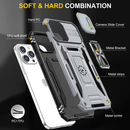 For iPhone 15 Pro Armor PC + TPU Camera Shield Phone Case(Grey) - iPhone 15 Pro Cases by buy2fix | Online Shopping UK | buy2fix