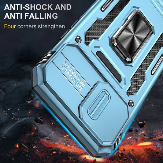 For iPhone 15 Pro Armor PC + TPU Camera Shield Phone Case(Light Blue) - iPhone 15 Pro Cases by buy2fix | Online Shopping UK | buy2fix