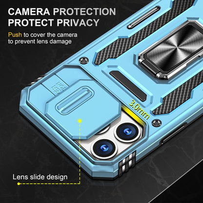 For iPhone 15 Pro Armor PC + TPU Camera Shield Phone Case(Light Blue) - iPhone 15 Pro Cases by buy2fix | Online Shopping UK | buy2fix