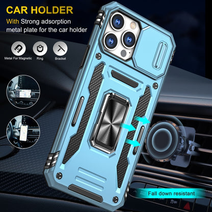For iPhone 15 Pro Armor PC + TPU Camera Shield Phone Case(Light Blue) - iPhone 15 Pro Cases by buy2fix | Online Shopping UK | buy2fix