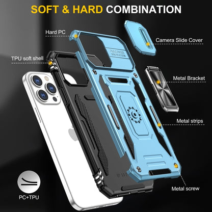 For iPhone 15 Pro Armor PC + TPU Camera Shield Phone Case(Light Blue) - iPhone 15 Pro Cases by buy2fix | Online Shopping UK | buy2fix