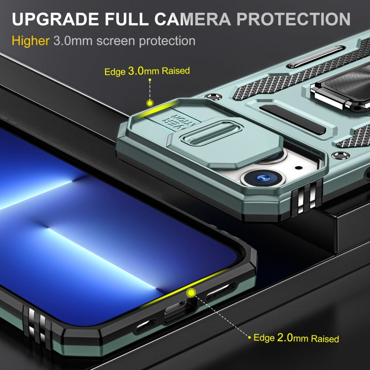 For iPhone 15 Plus Armor PC + TPU Camera Shield Phone Case(Alpine Green) - iPhone 15 Plus Cases by buy2fix | Online Shopping UK | buy2fix