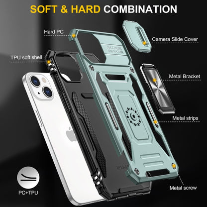 For iPhone 15 Plus Armor PC + TPU Camera Shield Phone Case(Alpine Green) - iPhone 15 Plus Cases by buy2fix | Online Shopping UK | buy2fix
