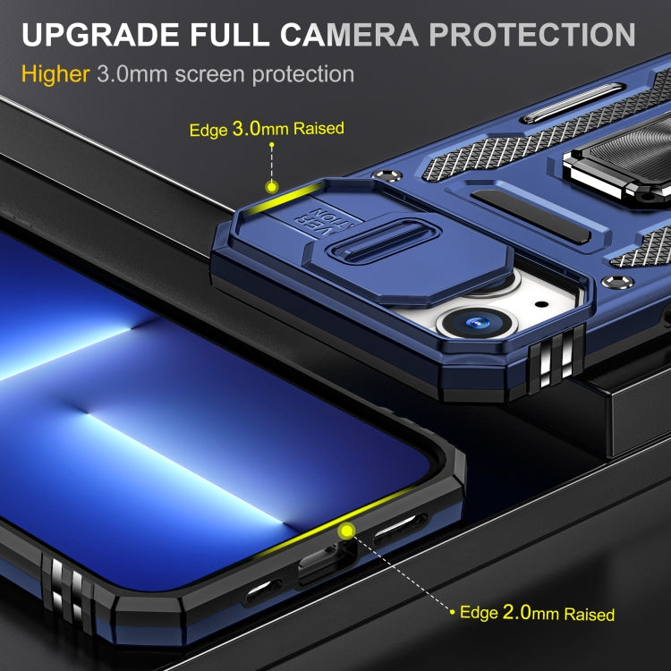 For iPhone 15 Armor PC + TPU Camera Shield Phone Case(Navy Blue) - iPhone 15 Cases by buy2fix | Online Shopping UK | buy2fix