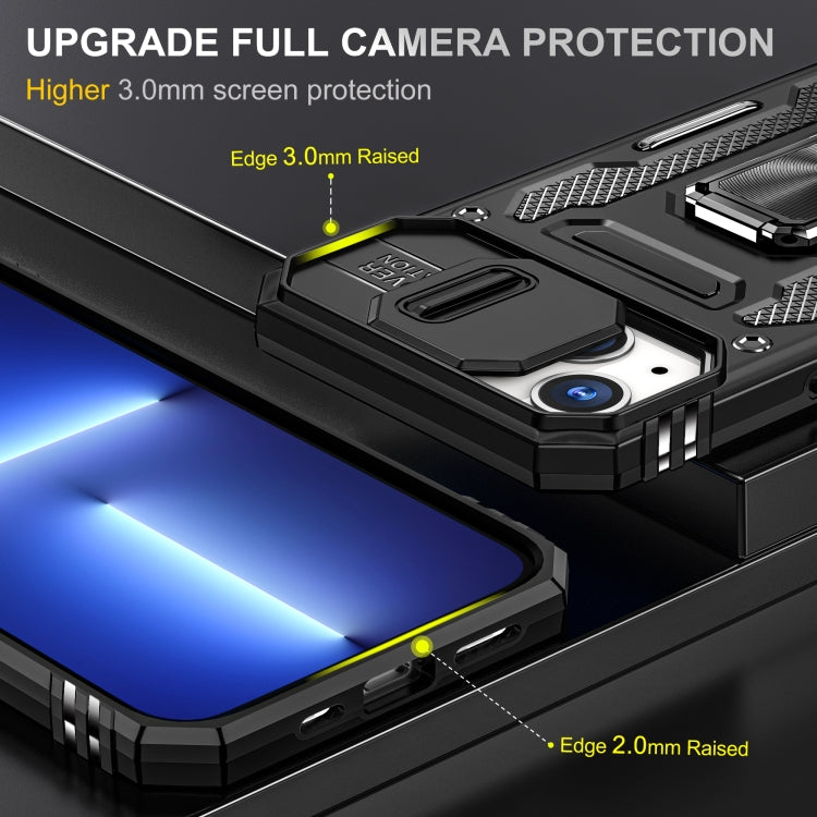 For iPhone 15 Armor PC + TPU Camera Shield Phone Case(Black) - iPhone 15 Cases by buy2fix | Online Shopping UK | buy2fix