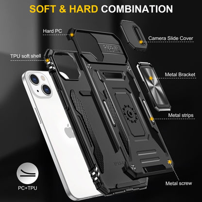 For iPhone 15 Armor PC + TPU Camera Shield Phone Case(Black) - iPhone 15 Cases by buy2fix | Online Shopping UK | buy2fix