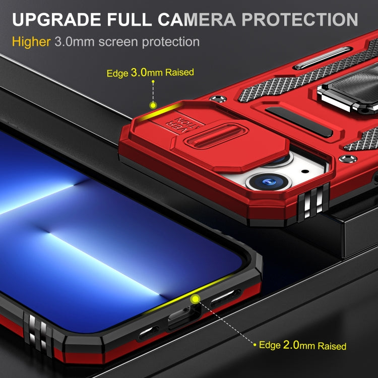 For iPhone 15 Armor PC + TPU Camera Shield Phone Case(Red) - iPhone 15 Cases by buy2fix | Online Shopping UK | buy2fix