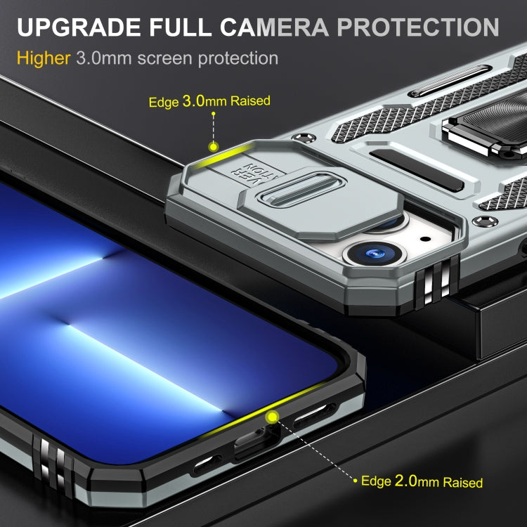For iPhone 15 Armor PC + TPU Camera Shield Phone Case(Grey) - iPhone 15 Cases by buy2fix | Online Shopping UK | buy2fix