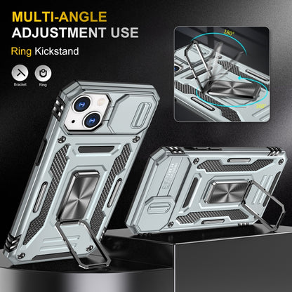 For iPhone 15 Armor PC + TPU Camera Shield Phone Case(Grey) - iPhone 15 Cases by buy2fix | Online Shopping UK | buy2fix