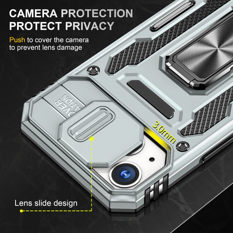 For iPhone 15 Armor PC + TPU Camera Shield Phone Case(Grey) - iPhone 15 Cases by buy2fix | Online Shopping UK | buy2fix