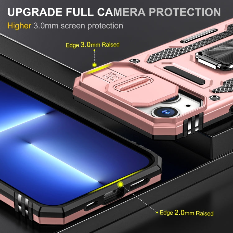 For iPhone 15 Armor PC + TPU Camera Shield Phone Case(Rose Gold) - iPhone 15 Cases by buy2fix | Online Shopping UK | buy2fix