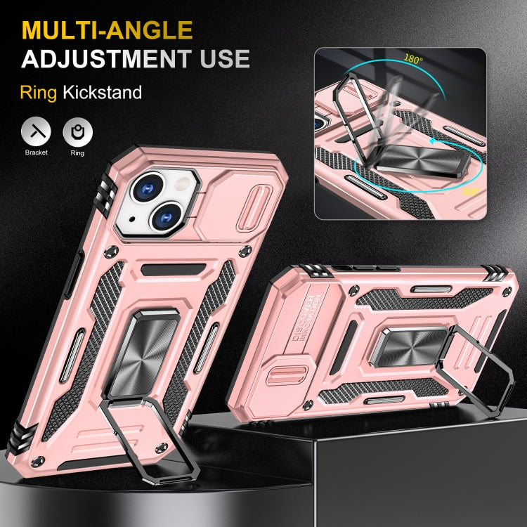 For iPhone 15 Armor PC + TPU Camera Shield Phone Case(Rose Gold) - iPhone 15 Cases by buy2fix | Online Shopping UK | buy2fix