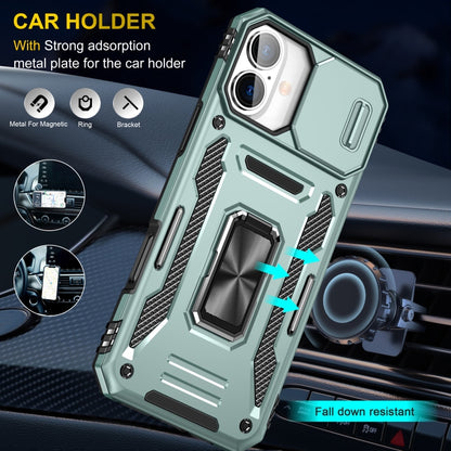 For iPhone 16 Armor PC + TPU Camera Shield Phone Case(Alpine Green) by buy2fix
