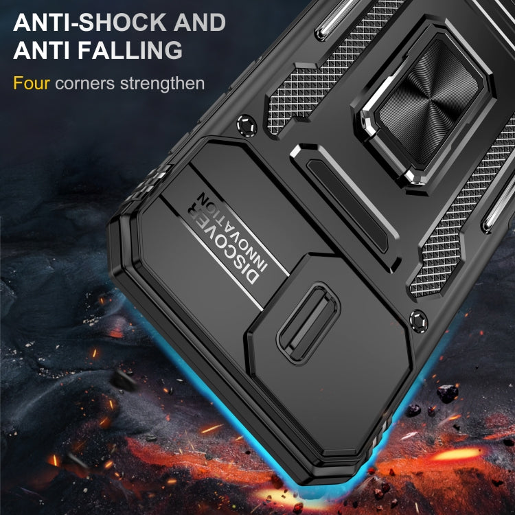 For iPhone 16 Armor PC + TPU Camera Shield Phone Case(Black) by buy2fix