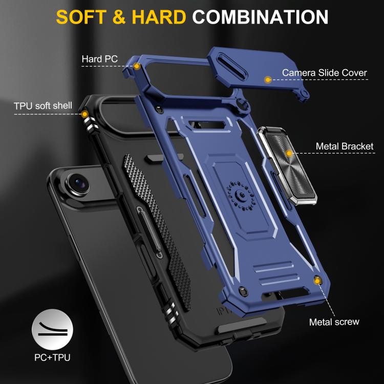 For iPhone Air Armor PC + TPU Camera Shield Phone Case(Navy Blue) - iPhone Air Cases by buy2fix | Online Shopping UK | buy2fix