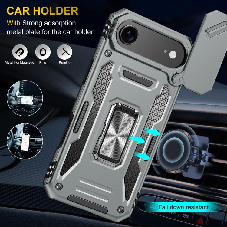 For iPhone Air Armor PC + TPU Camera Shield Phone Case(Grey) - iPhone Air Cases by buy2fix | Online Shopping UK | buy2fix