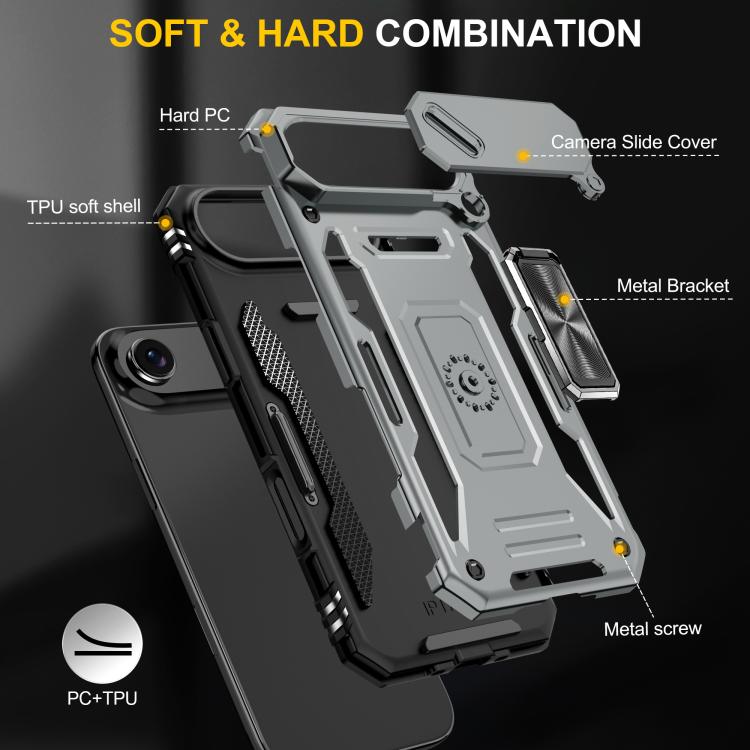 For iPhone Air Armor PC + TPU Camera Shield Phone Case(Grey) - iPhone Air Cases by buy2fix | Online Shopping UK | buy2fix