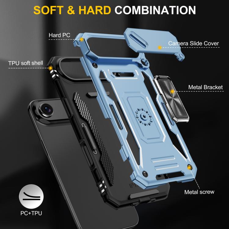 For iPhone Air Armor PC + TPU Camera Shield Phone Case(Light Blue) - iPhone Air Cases by buy2fix | Online Shopping UK | buy2fix