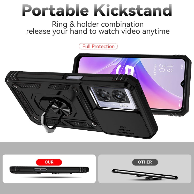 For OPPO A57 Sliding Camshield Holder Phone Case(Black) by buy2fix