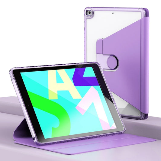 For iPad 10.2 2021 / 2020 / 2019 Clear 360 Rotation Stand Smart Leather Tablet Case(Purple) - iPad 10.2 Cases by buy2fix | Online Shopping UK | buy2fix