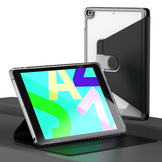 For iPad 10.2 2021 / 2020 / 2019 Clear 360 Rotation Stand Smart Leather Tablet Case(Black) - iPad 10.2 Cases by buy2fix | Online Shopping UK | buy2fix