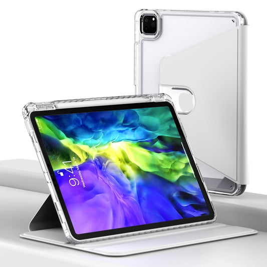 For iPad Pro 11 2022 / 2021 / 2020 Clear 360 Rotation Stand Smart Leather Tablet Case(White) - iPad Pro 11 (2022/2021) Cases by buy2fix | Online Shopping UK | buy2fix