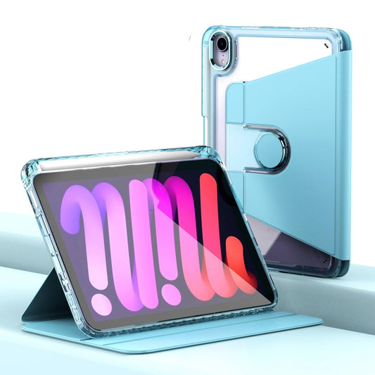 For iPad mini 6 / mini 2024 Clear 360 Rotation Stand Smart Leather Tablet Case(Baby Blue) - iPad mini 6 Cases by buy2fix | Online Shopping UK | buy2fix