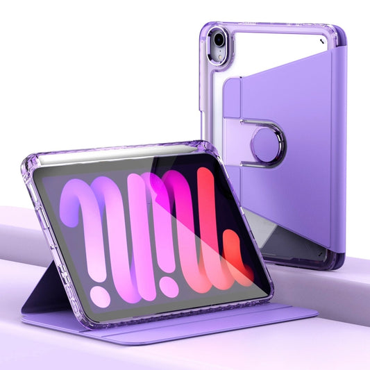 For iPad mini 6 / mini 2024 Clear 360 Rotation Stand Smart Leather Tablet Case(Purple) - iPad mini 6 Cases by buy2fix | Online Shopping UK | buy2fix