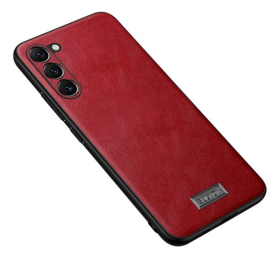 For Samsung Galaxy S23+ 5G SULADA Shockproof TPU Hybrid Handmade Leather Phone Case(Red)