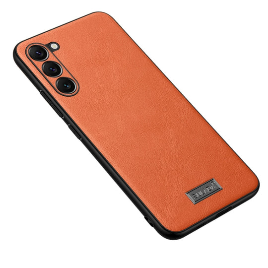 For Samsung Galaxy S23+ 5G SULADA Shockproof TPU Hybrid Handmade Leather Phone Case(Orange)