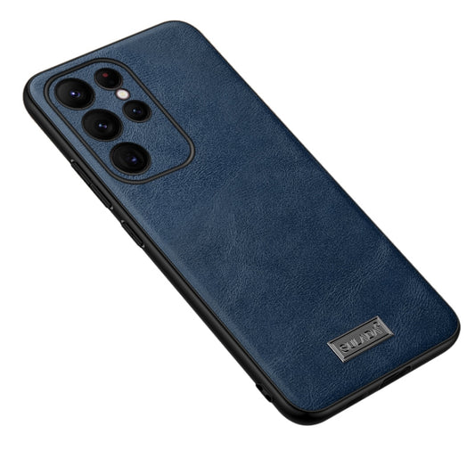 For Samsung Galaxy S24 Ultra 5G SULADA Shockproof TPU Hybrid Handmade Leather Phone Case(Blue) - Galaxy S24 Ultra 5G Cases by SULADA | Online Shopping UK | buy2fix