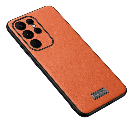 For Samsung Galaxy S24 Ultra 5G SULADA Shockproof TPU Hybrid Handmade Leather Phone Case(Orange) - Galaxy S24 Ultra 5G Cases by SULADA | Online Shopping UK | buy2fix