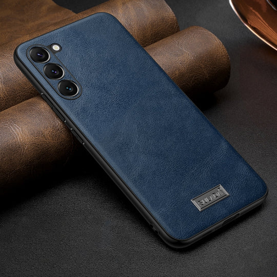 For Samsung Galaxy S25 5G SULADA Shockproof TPU Hybrid Handmade Leather Phone Case(Blue)