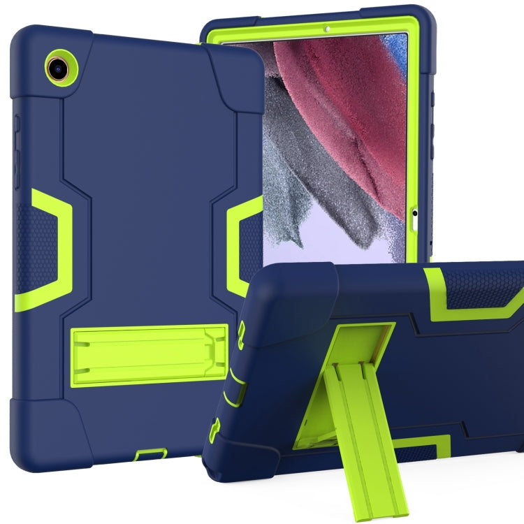 For Samsung Galaxy Tab A8 Contrast Color Robot Silicone Hybrid PC Tablet Case with Holder(Navy Blue Yellow Green) - Other Galaxy Tab PC by buy2fix | Online Shopping UK | buy2fix