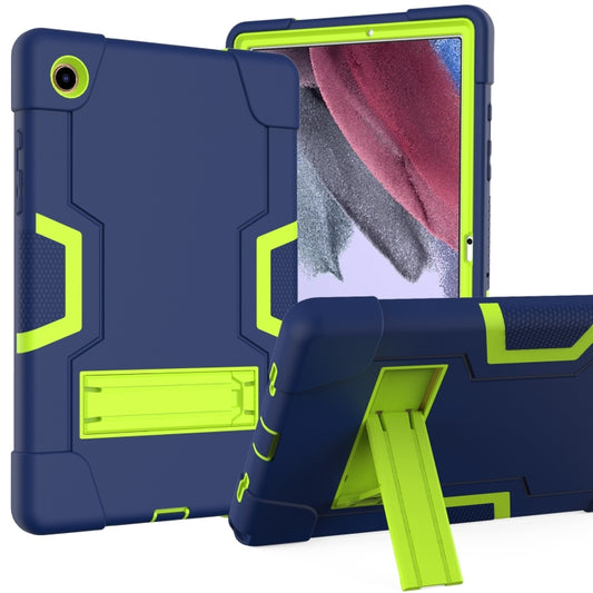 For Samsung Galaxy Tab A8 Contrast Color Robot Silicone Hybrid PC Tablet Case with Holder(Navy Blue Yellow Green) - Other Galaxy Tab PC by buy2fix | Online Shopping UK | buy2fix