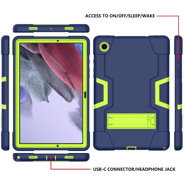For Samsung Galaxy Tab A8 Contrast Color Robot Silicone Hybrid PC Tablet Case with Holder(Navy Blue Yellow Green) - Other Galaxy Tab PC by buy2fix | Online Shopping UK | buy2fix