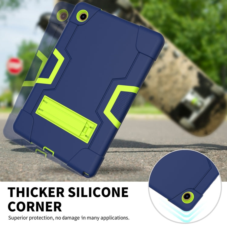 For Samsung Galaxy Tab A8 Contrast Color Robot Silicone Hybrid PC Tablet Case with Holder(Navy Blue Yellow Green) - Other Galaxy Tab PC by buy2fix | Online Shopping UK | buy2fix
