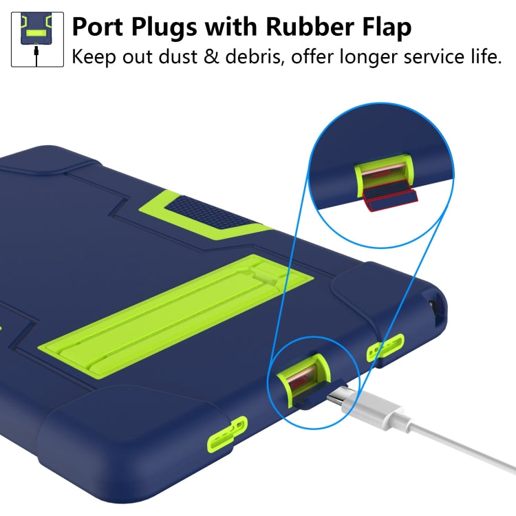 For Samsung Galaxy Tab A8 Contrast Color Robot Silicone Hybrid PC Tablet Case with Holder(Navy Blue Yellow Green) - Other Galaxy Tab PC by buy2fix | Online Shopping UK | buy2fix