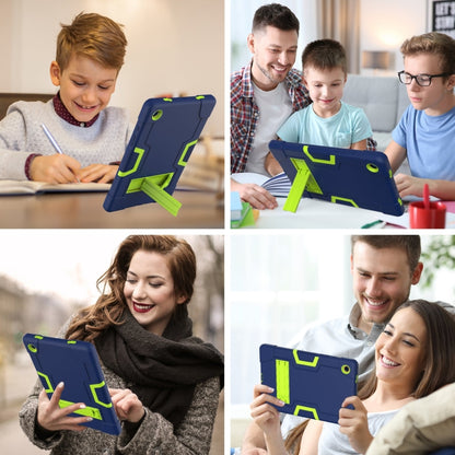For Samsung Galaxy Tab A8 Contrast Color Robot Silicone Hybrid PC Tablet Case with Holder(Navy Blue Yellow Green) - Other Galaxy Tab PC by buy2fix | Online Shopping UK | buy2fix